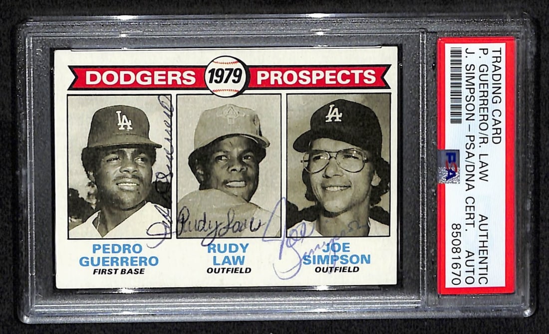 Guerrero/ Law/ Simpson Signed 1979 Topps Card #719 Dodgers PSA/ DNA 184543 (1 of 2)
