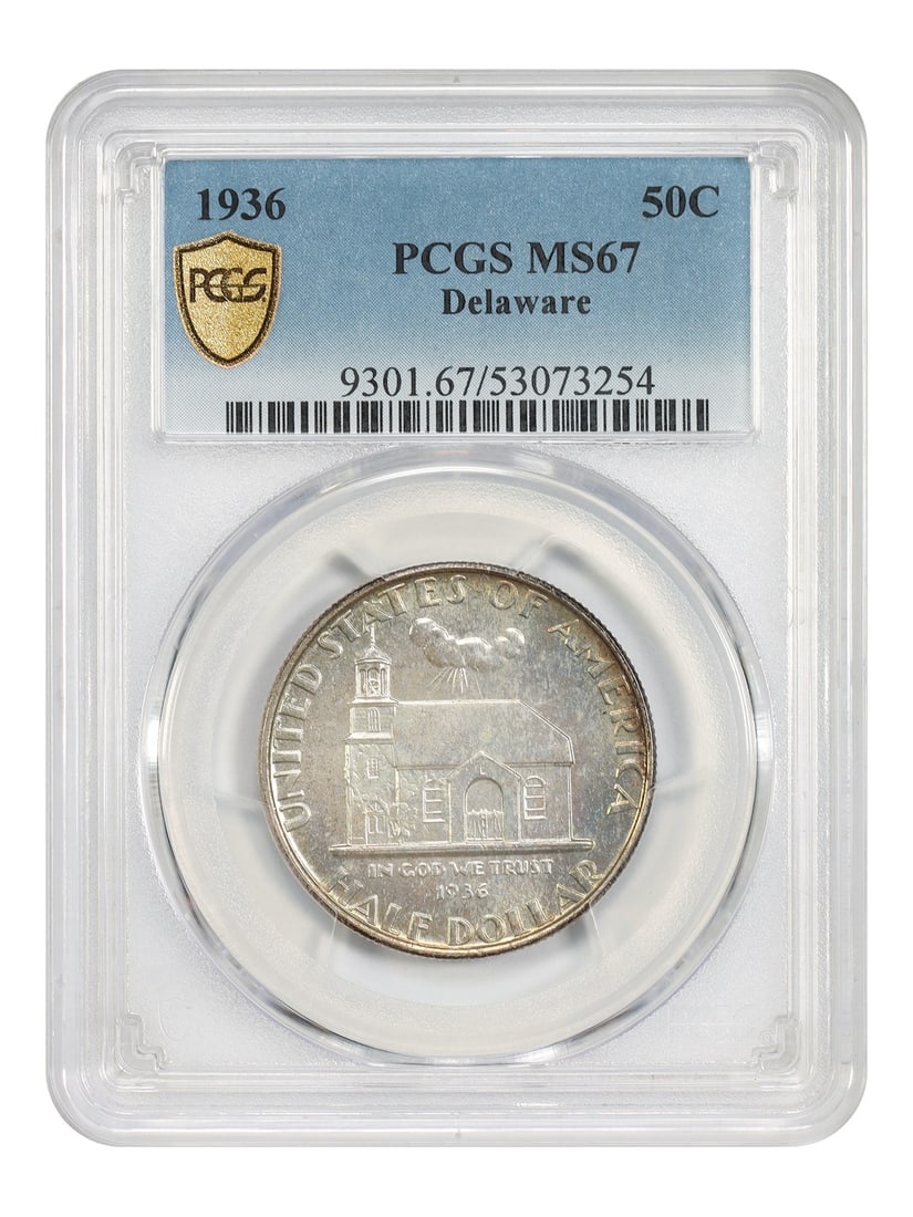 1936 50C Delaware PCGS MS67 - Classic Silver Commemorative - Low Mintage Commem (1 of 5)