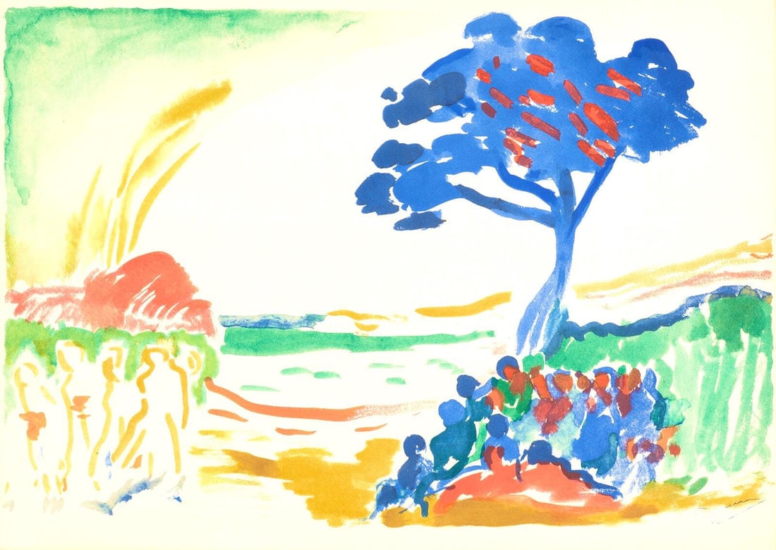Paysage de l'Arbre Bleu Lithograph by Andr Derain: Paysage de l'Arbre Bleu Lithograph by Andr Derain Item Specifics: Paper size: 13.25 x 18.25 inches. Excellent condition. Unsigned and unnumbered, as issued. Notes: From the folio, Douze Contemporains,