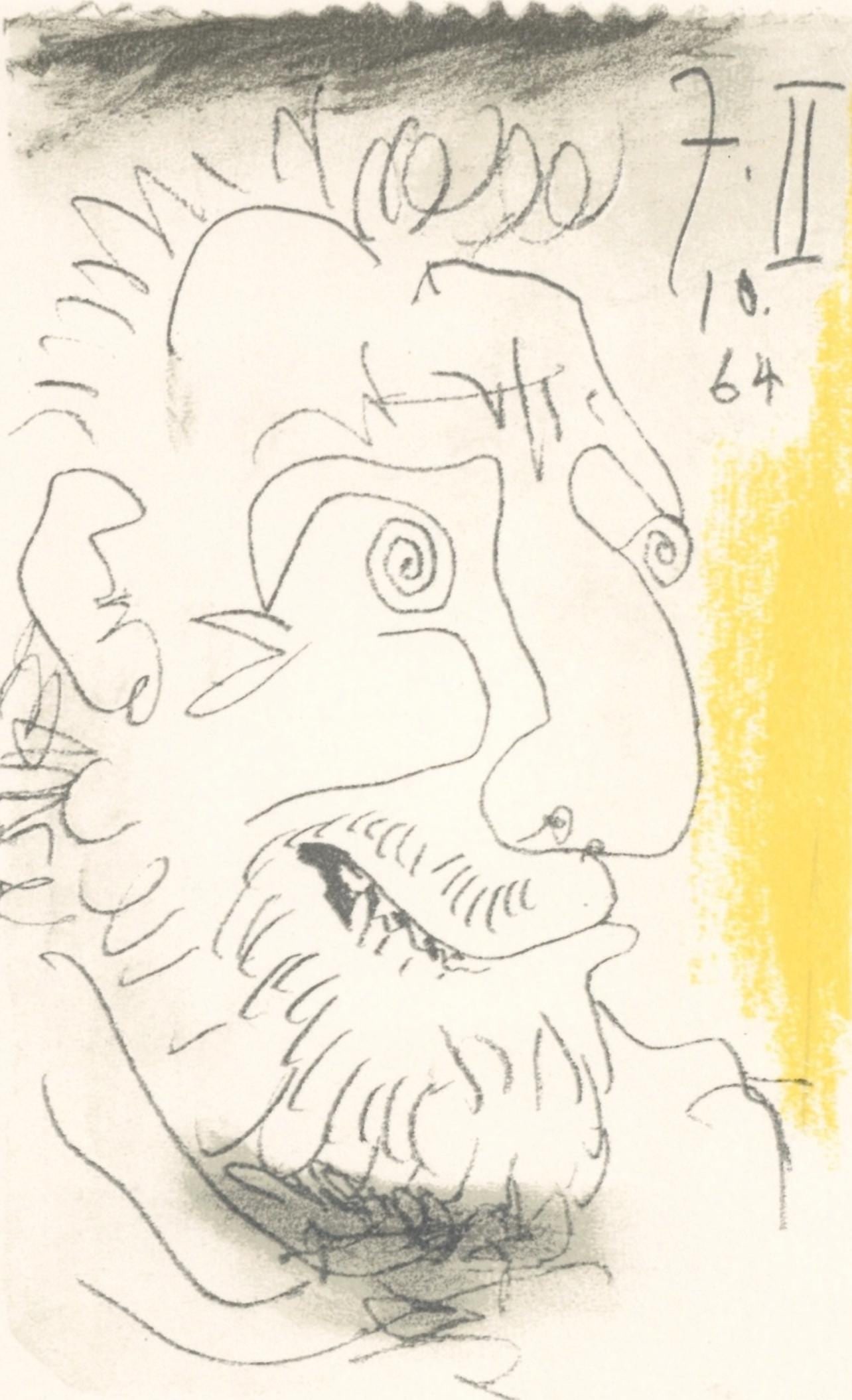 Pablo Picasso, 7.10.64. II (Cramer 148), Le Got du Bonheur, Mixed Media Lithograph (1 of 8)