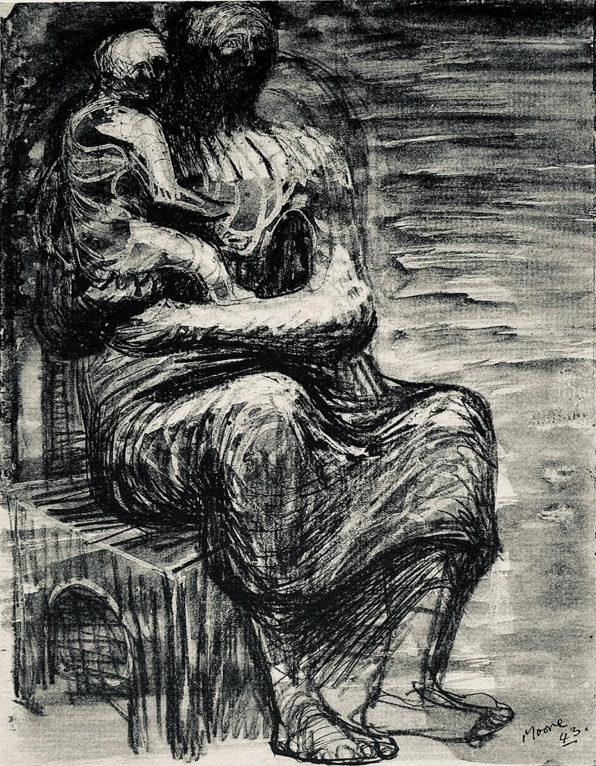 Henry Moore, Study for Northampton Madonna, The Drawings of Henry Moore, Lithograph (1 of 8)