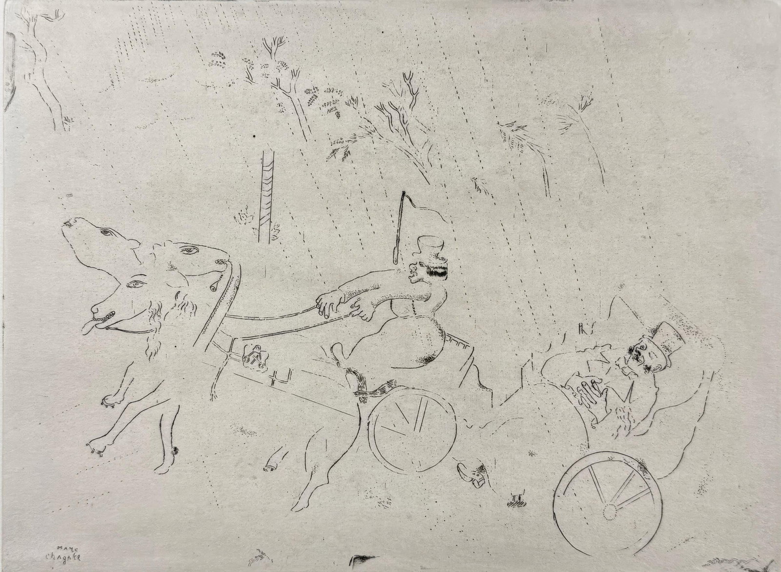 Marc Chagall Etching From Dead Souls On Road To Sobakevitch: Marc Chagall Etching From Dead Souls On Road To Sobakevitch Item Specifics: This exquisite etching by Marc Chagall (18871985), titled En route vers Sobakevitch (On the Road to Sobakevitch),