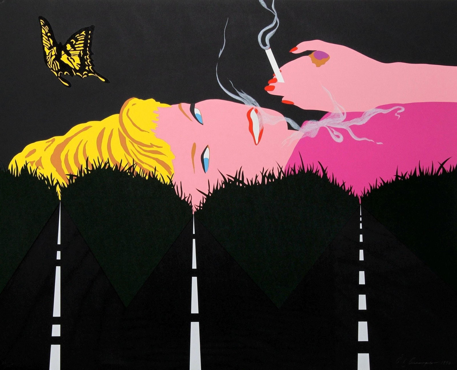 Allan D'Arcangelo, Smoking Blonde, Signed, Silkscreen (1 of 5)