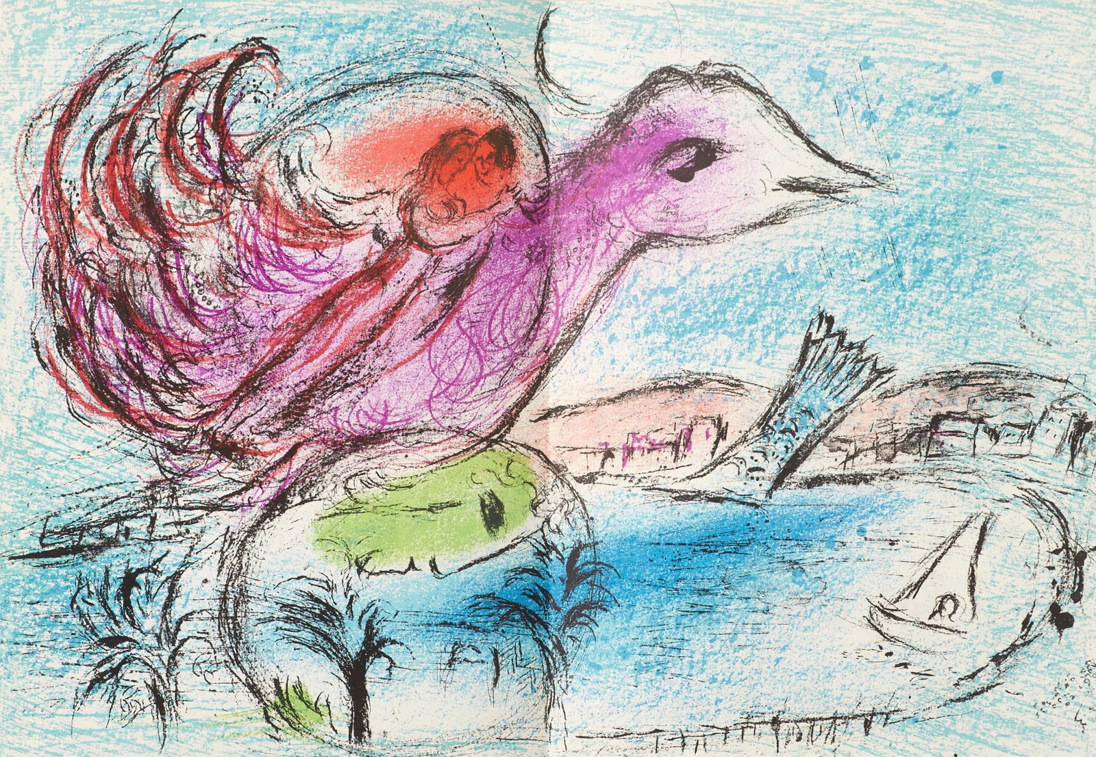 Marc Chagall, Composition (Cramer 50; Mourlot 356), Derrire le miroir, Lithograph: Marc Chagall, Composition (Cramer 50; Mourlot 356), Derrire le miroir, Lithograph Item Specifics: Paper size: 15 x 22 inches. Excellent condition, with centerfold, as issued. Inscription: Unsigned