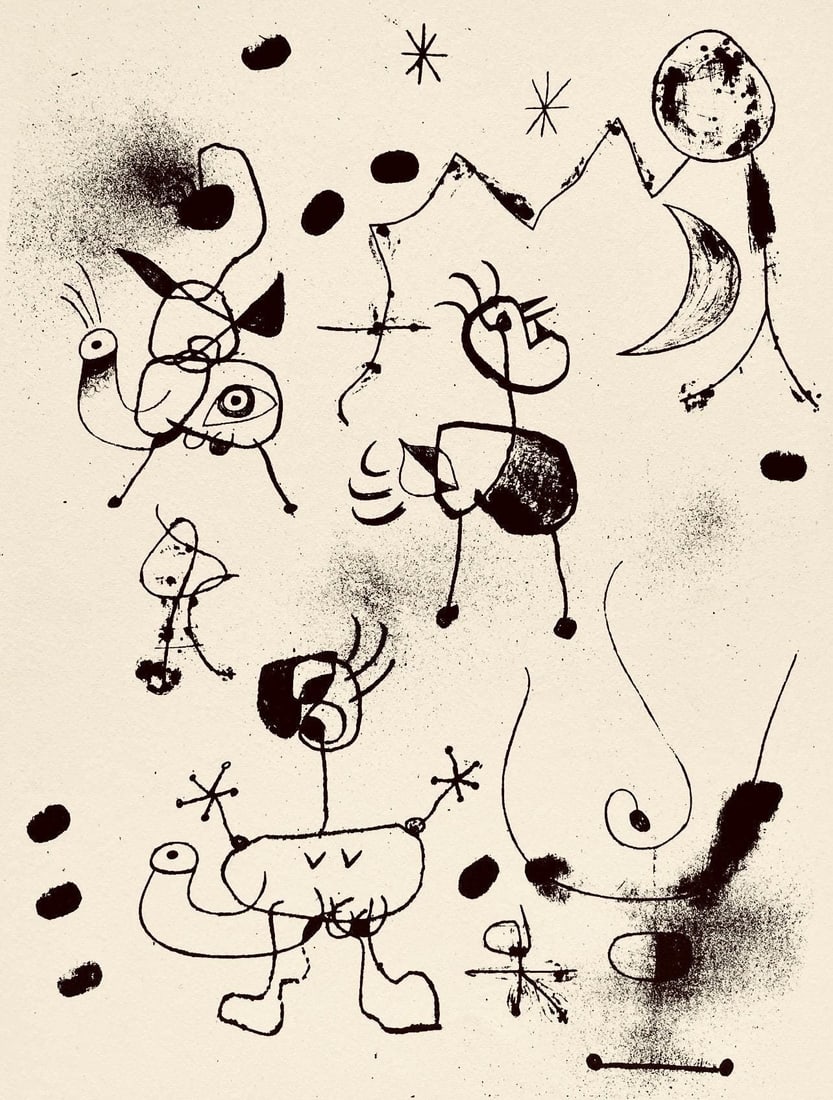 Joan Mir, Composition, The Prints of Joan Miro, Etching: Joan Mir, Composition, The Prints of Joan Miro, Etching Item Specifics: Inscription: Unsigned and unnumbered, as issued. Paper Size: 11 x 8.5 inches. Excellent condition. Notes: From the folio, The