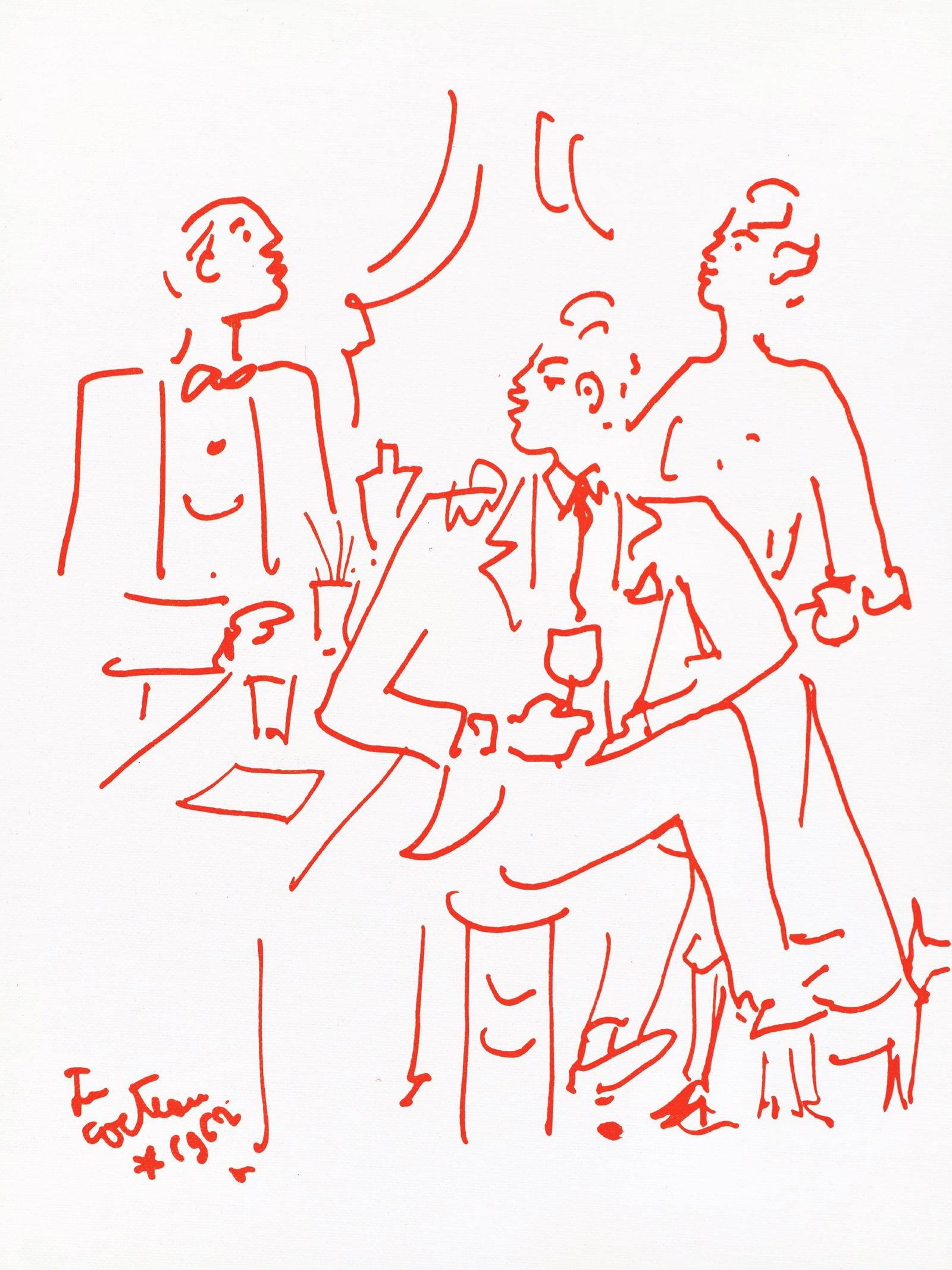 Jean Cocteau, Untitled, from Recipes for a Friend, illustrations by Jean Cocteau, Lithograph, 1964 (1 of 7)