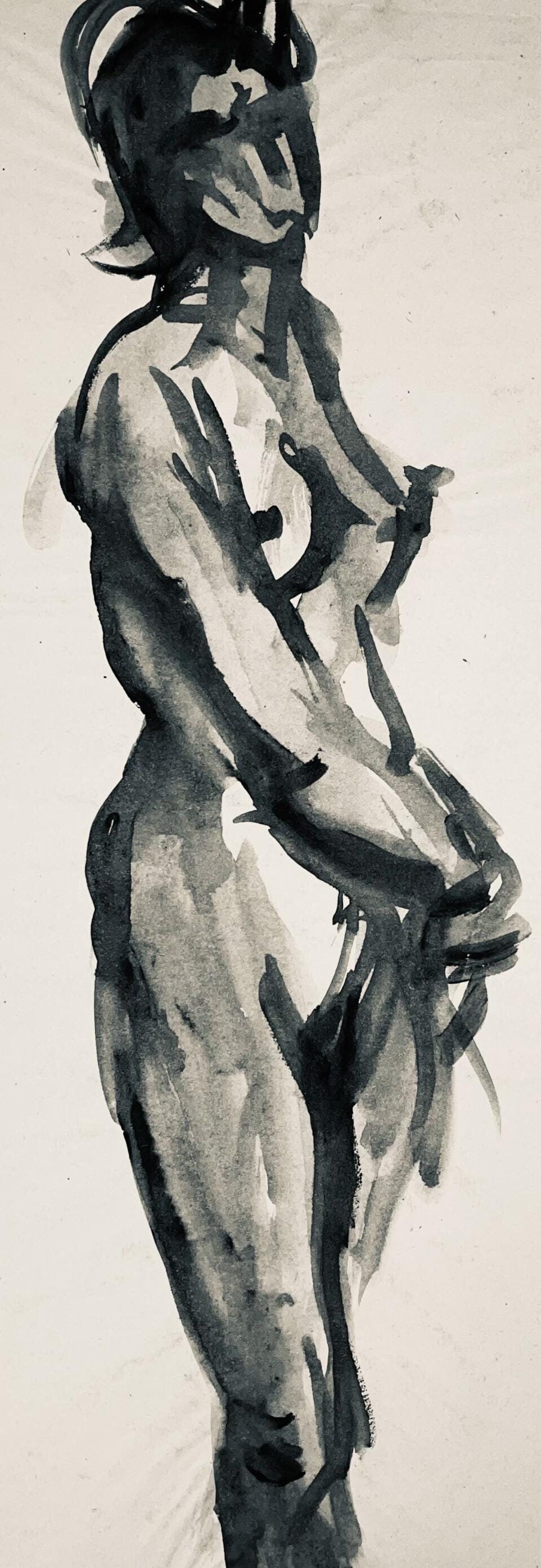 Ian Hornak, Renaissance Female Nude Figure Study, 1963, Original Drawing: Ian Hornak, Renaissance Female Nude Figure Study, 1963, Original Drawing Item Specifics: Paper Size: 23 x 18 inches. Good condition, consistent with age. Inscription: Unsigned, Estate stamped, verso. 