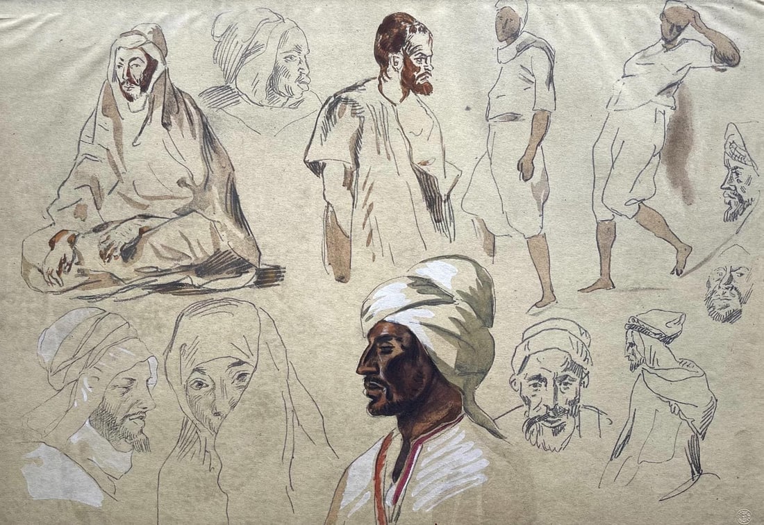 Delacroix Eugne Composition Trente et un Dessins aquarelles du maroc lithograph: Delacroix Eugne Composition Trente et un Dessins aquarelles du maroc lithograph Item Specifics: Mat-board size: 14.674 x 19.56 inches. Excellent condition. Unsigned and unnumbered, as issued. Notes: