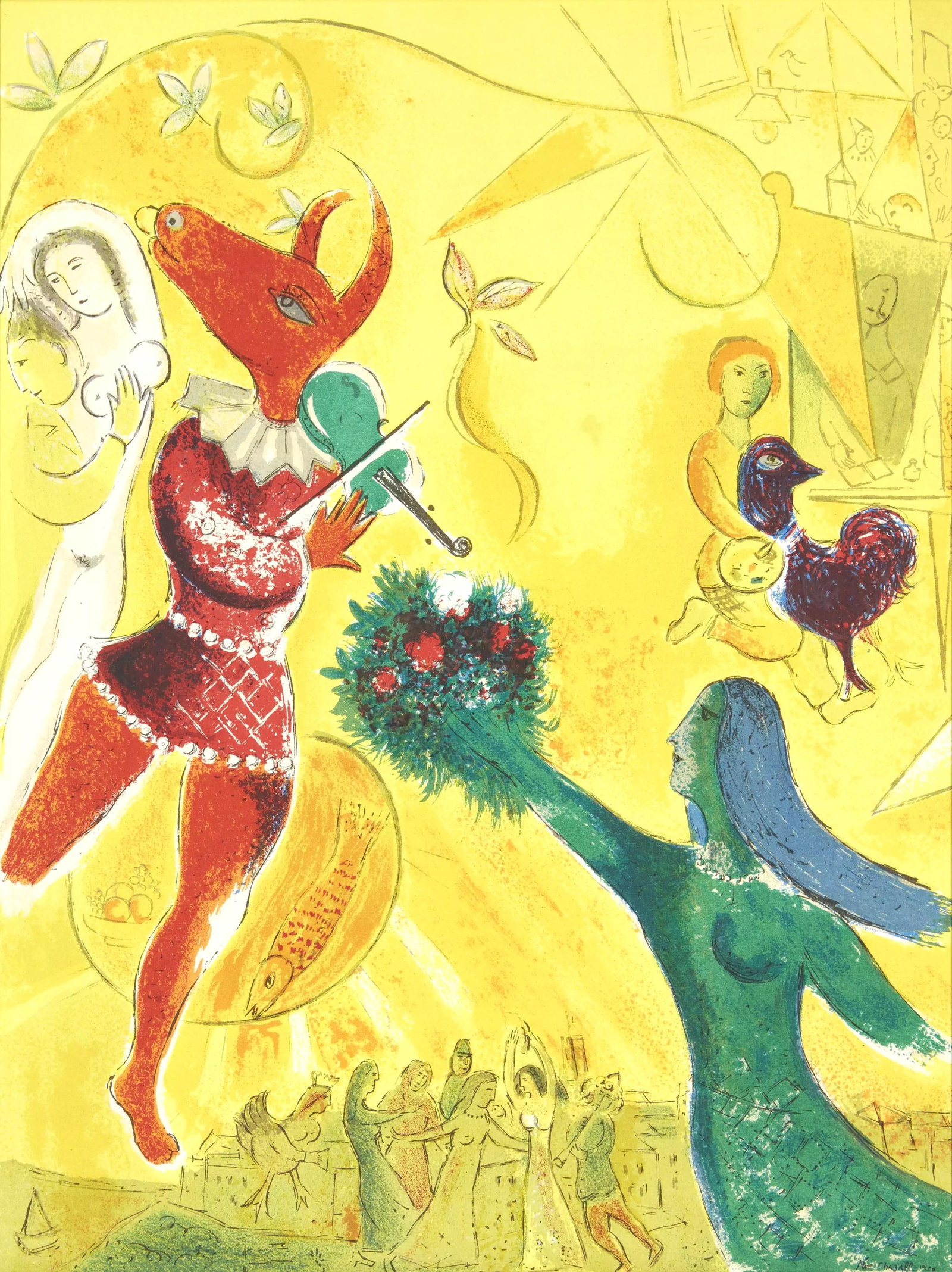 Marc Chagall, Composition, Derrire le miroir, Lithograph: Marc Chagall, Composition, Derrire le miroir, Lithograph Item Specifics: Paper size: 15 x 11 inches. Excellent condition. Inscription: Unsigned and unnumbered, as issued. Notes: From Derrire le