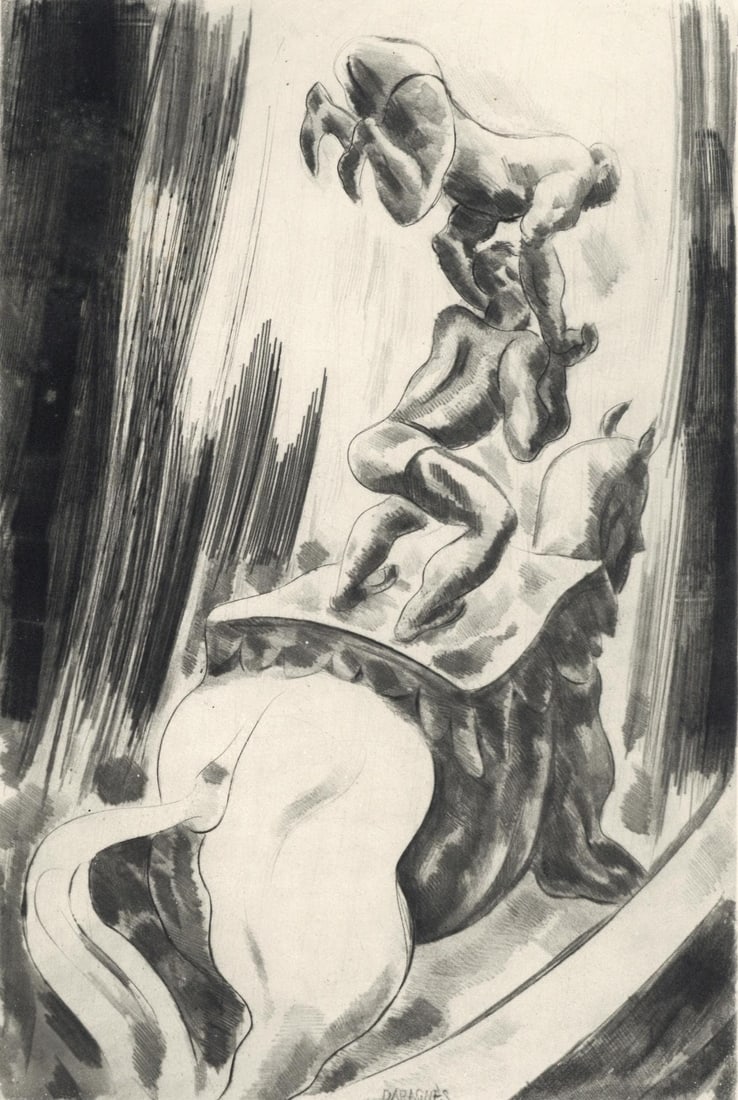 Gabriel Daragns Composition Alternance Etching: Gabriel Daragns Composition Alternance Etching Item Specifics: Paper Size: 9.875 x 12.875 inches. Excellent condition. Notes: From the folio, Alternance, 1946. Published by Le Gerbier, Paris; printed 