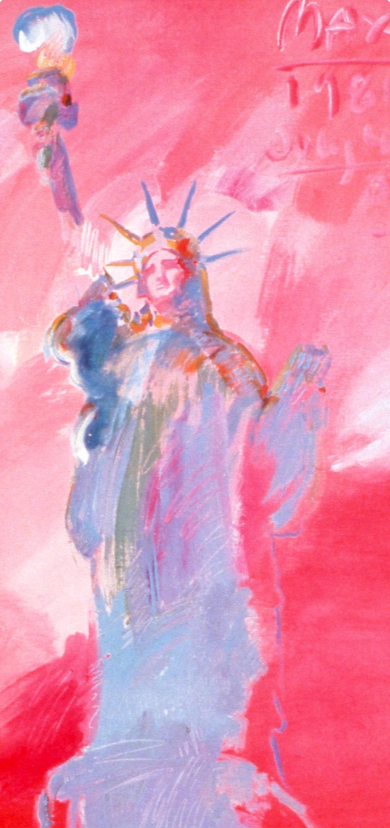 Hand signed official edition offset lithograph by Peter Max, 1981 Statue - 2