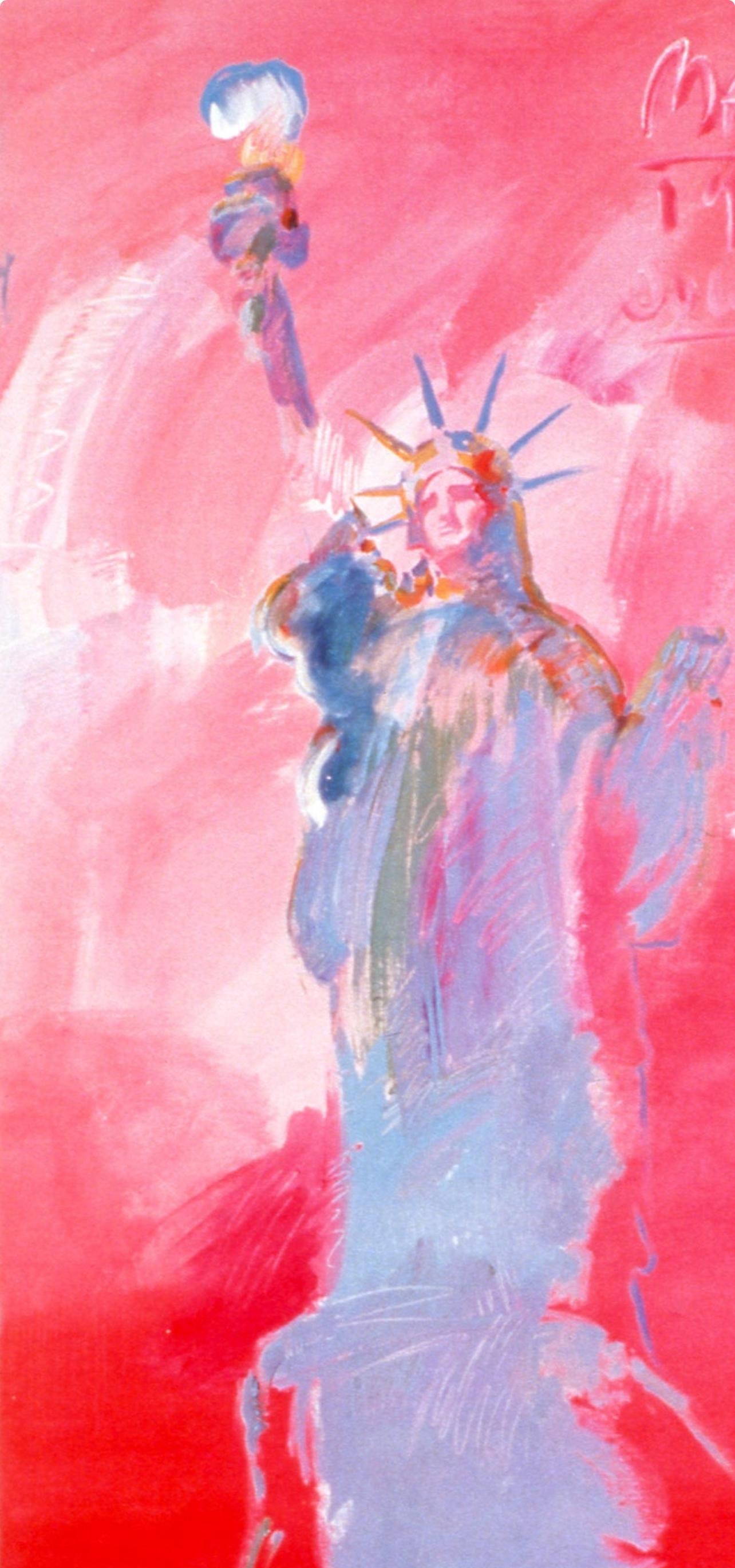 Hand signed official edition offset lithograph by Peter Max, 1981 Statue - 3