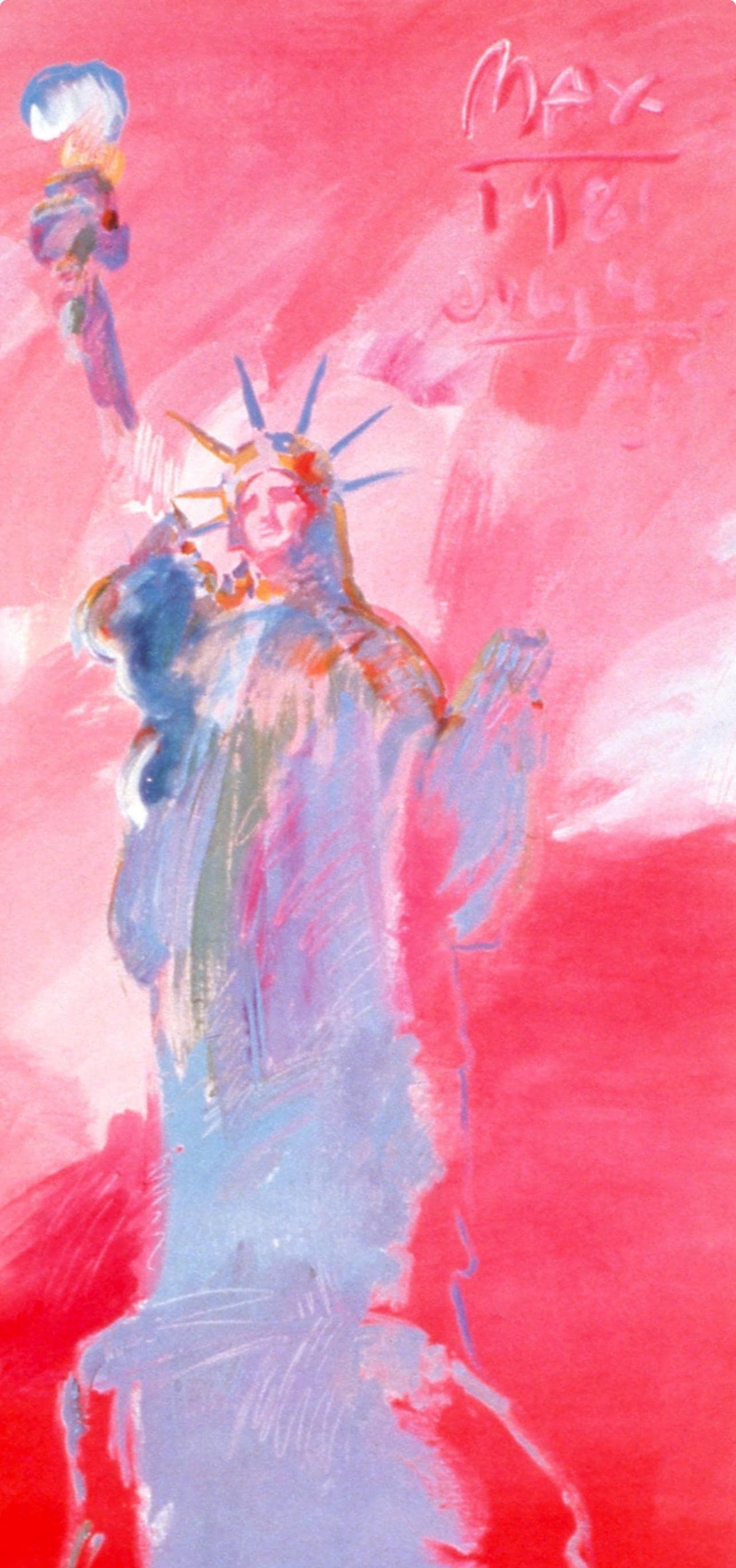 Hand signed official edition offset lithograph by Peter Max, 1981 Statue - 4