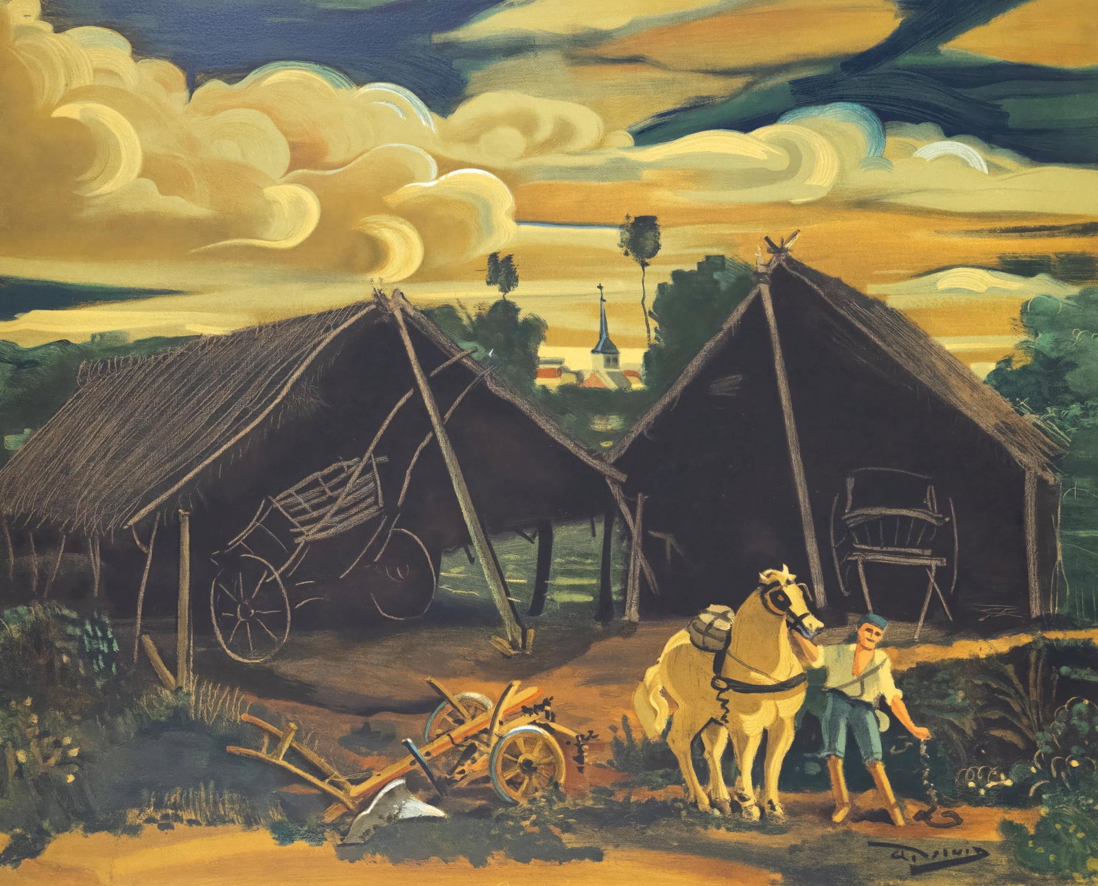 Andr Derain, Les deux hangars, Andr Derain, 1880-1954, Lithograph and Pochoir, 1961 (1 of 7)