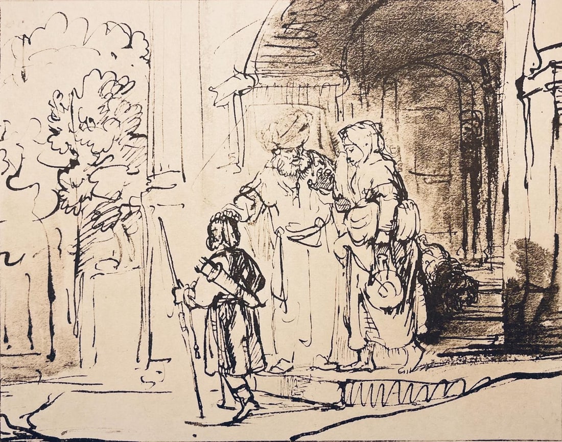 Rembrandt van Rijn, Abraham Sending Away Hagar, Drawings from the Bible, Collotype (1 of 8)