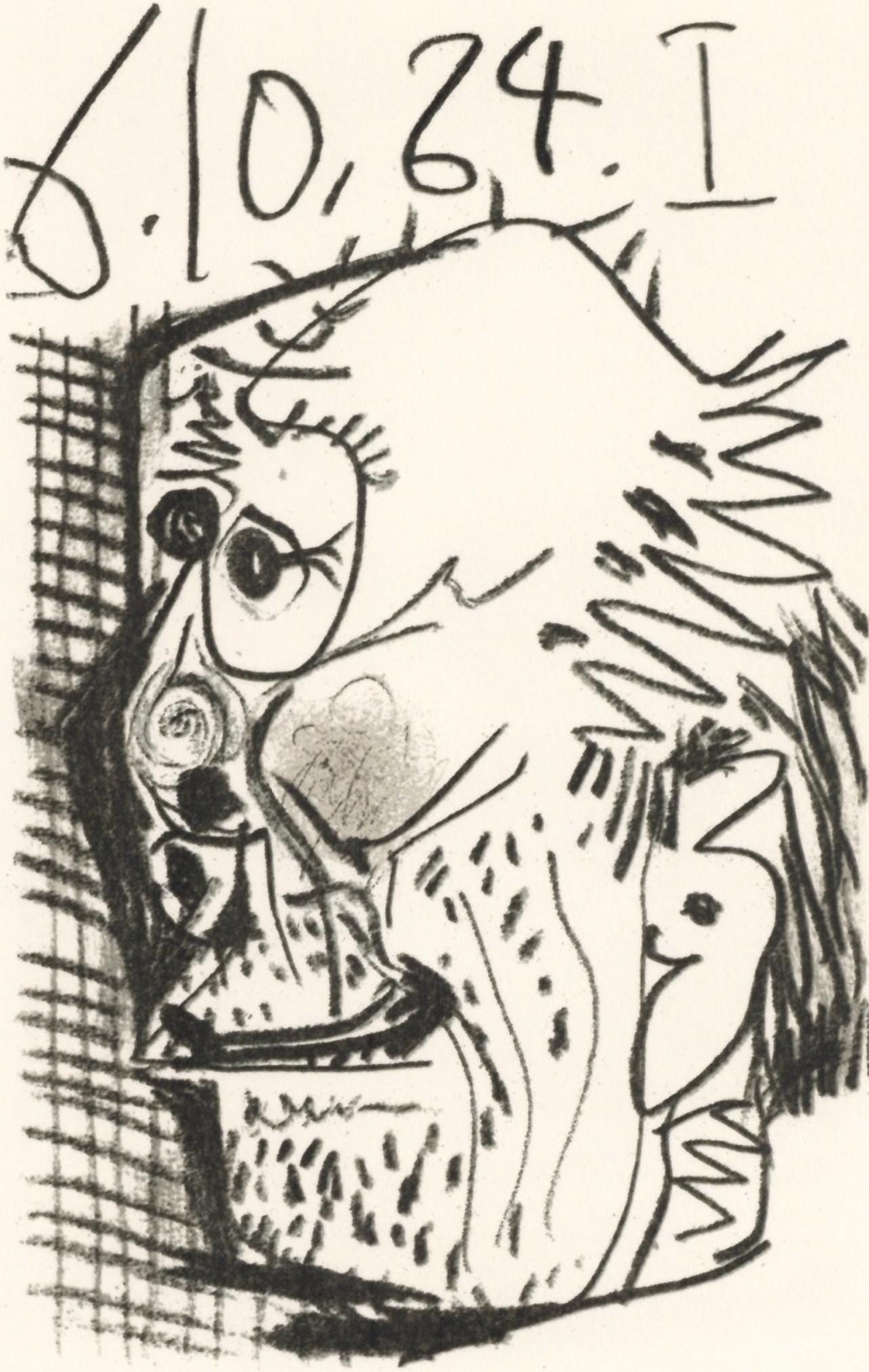 Pablo Picasso, 6.10.64. I (Cramer 148), Le Got du Bonheur, Mixed Media Lithograph (1 of 8)