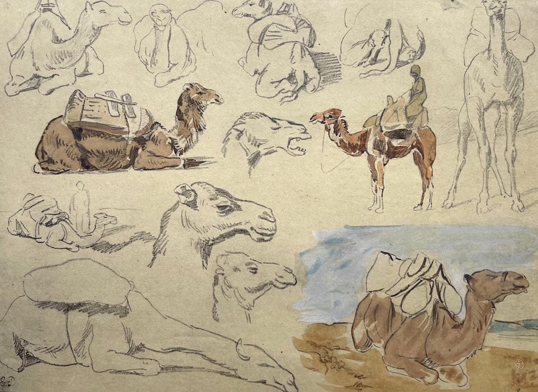 Delacroix Eugne Composition Trente et un Dessins aquarelles du maroc lithograph: Delacroix Eugne Composition Trente et un Dessins aquarelles du maroc lithograph Item Specifics: Mat-board size: 14.674 x 19.56 inches. Excellent condition. Unsigned and unnumbered, as issued. Notes: