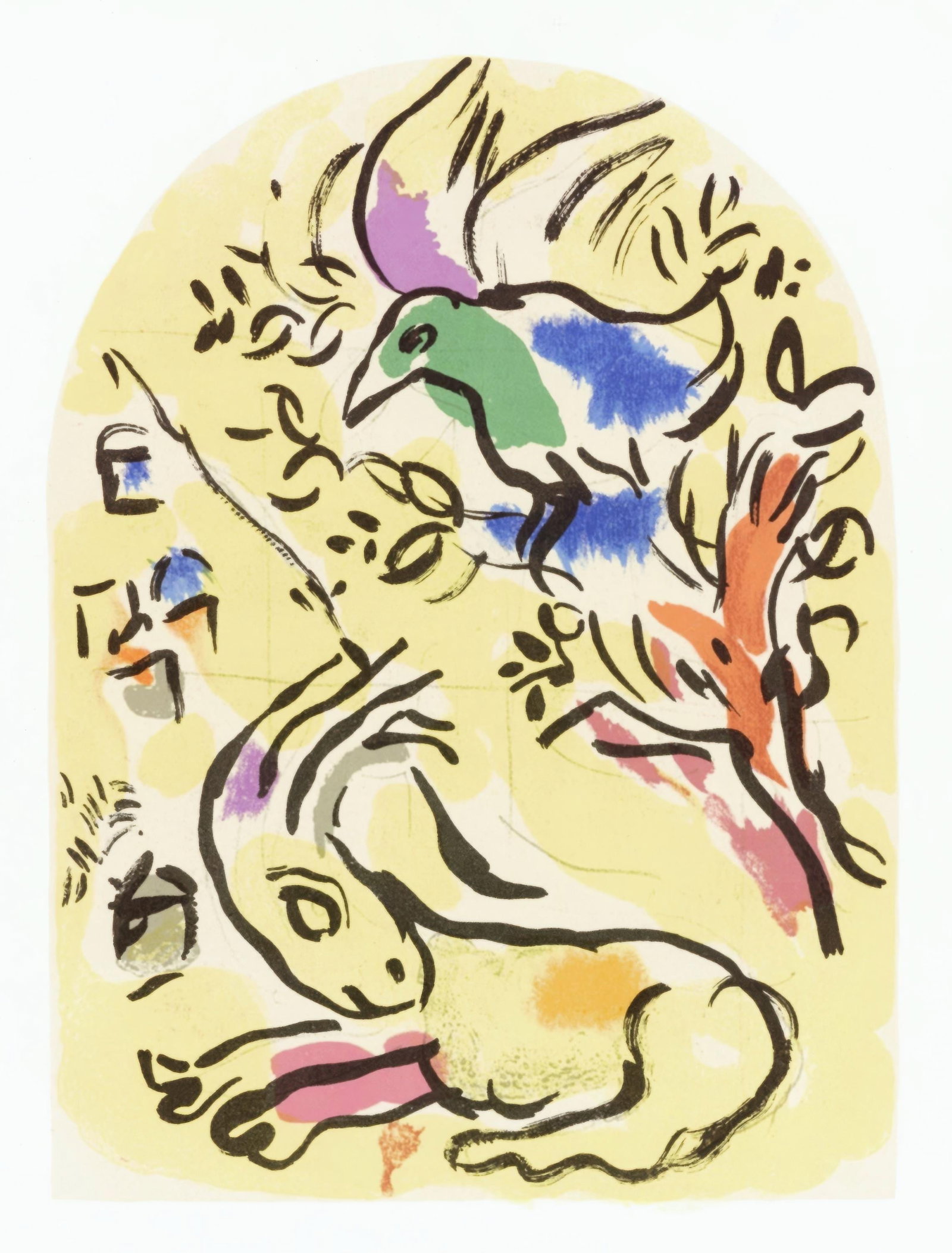 Tribe of Naphtali from Jerusalem Windows by Marc Chagall Lithograph 1962: Tribe of Naphtali from Jerusalem Windows by Marc Chagall Lithograph 1962 Item Specifics: This exquisite lithograph by Marc Chagall (18871985), titled Tribe of Naphtali, from the album Marc Chagall,