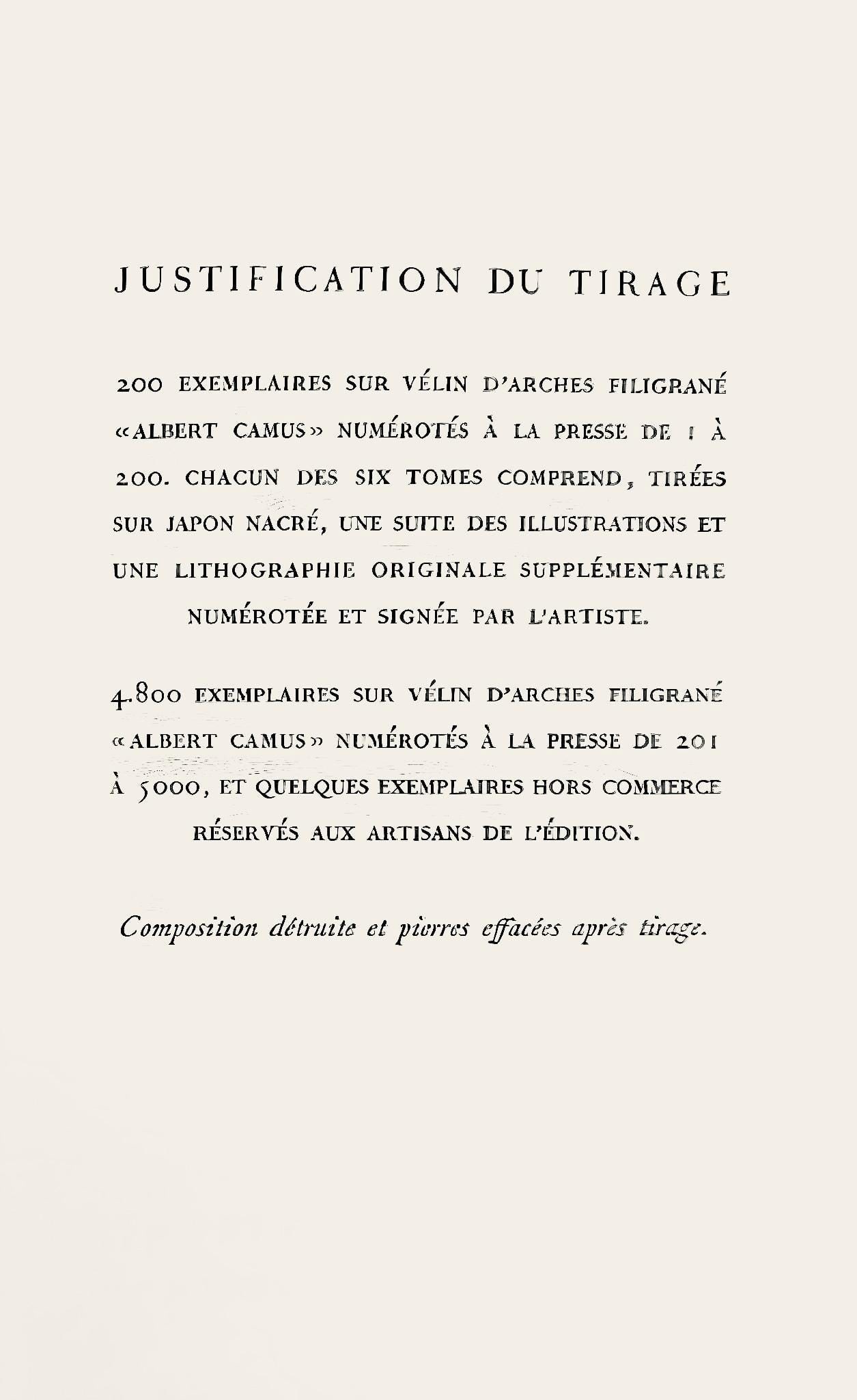 Jules Cavaills, Composition, uvres compltes d'Albert Camus, Lithograph - 5