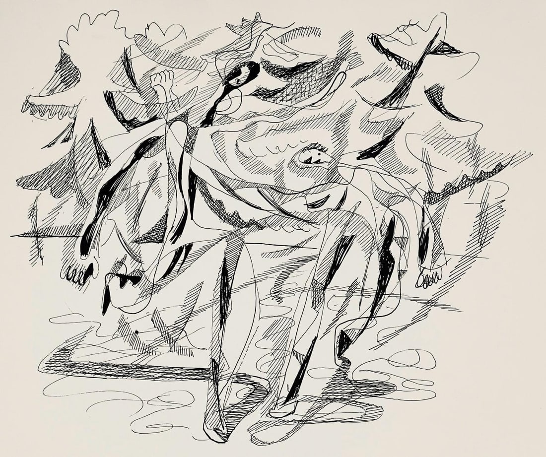 Rattner, Skaters by Abraham Lithograph: Rattner, Skaters by Abraham Lithograph Item Specifics: Paper Size: 13.5 x 17.5 inches. Excellent condition. Inscription: Unsigned and unnumbered, as issued. Notes: From the folio, Abraham Rattner: