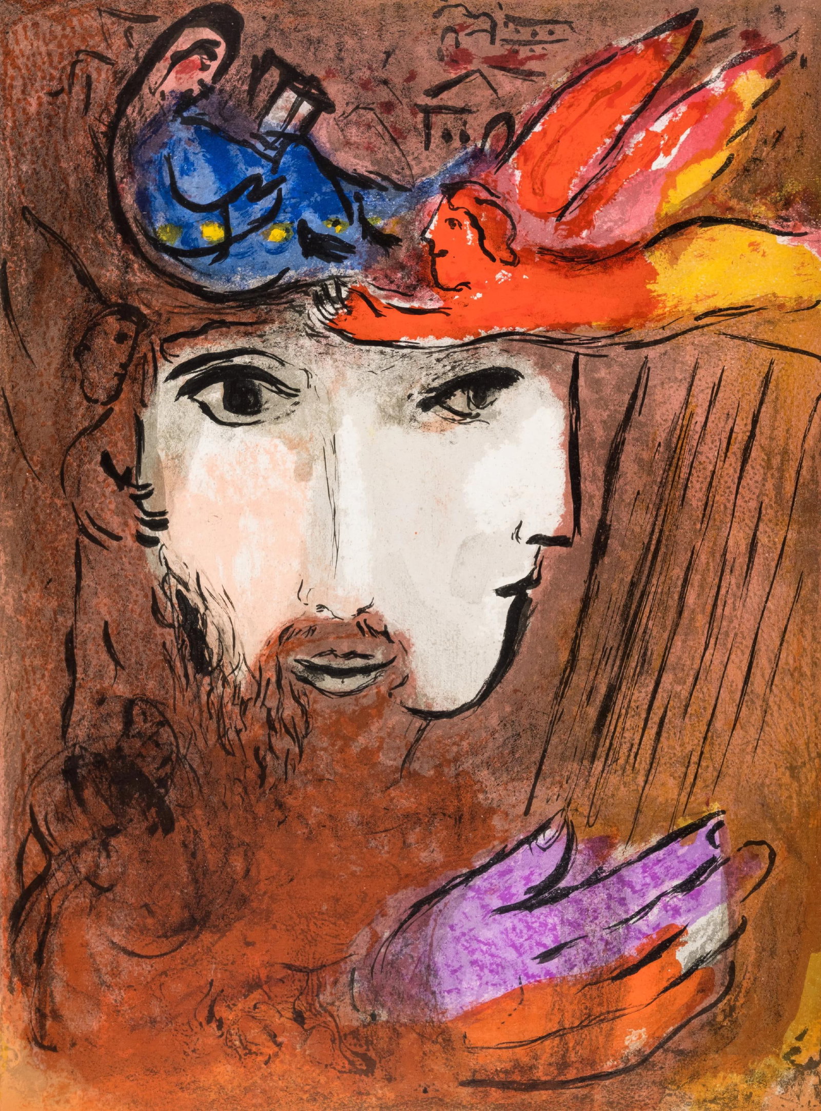 Marc Chagall, David and Bathsheba, from Drawings for the Bible, Verve, Revue Artistique et: Marc Chagall, David and Bathsheba, from Drawings for the Bible, Verve, Revue Artistique et Item Specifics: This exquisite lithograph by Marc Chagall (18871985), titled David et Bethsabee (David and