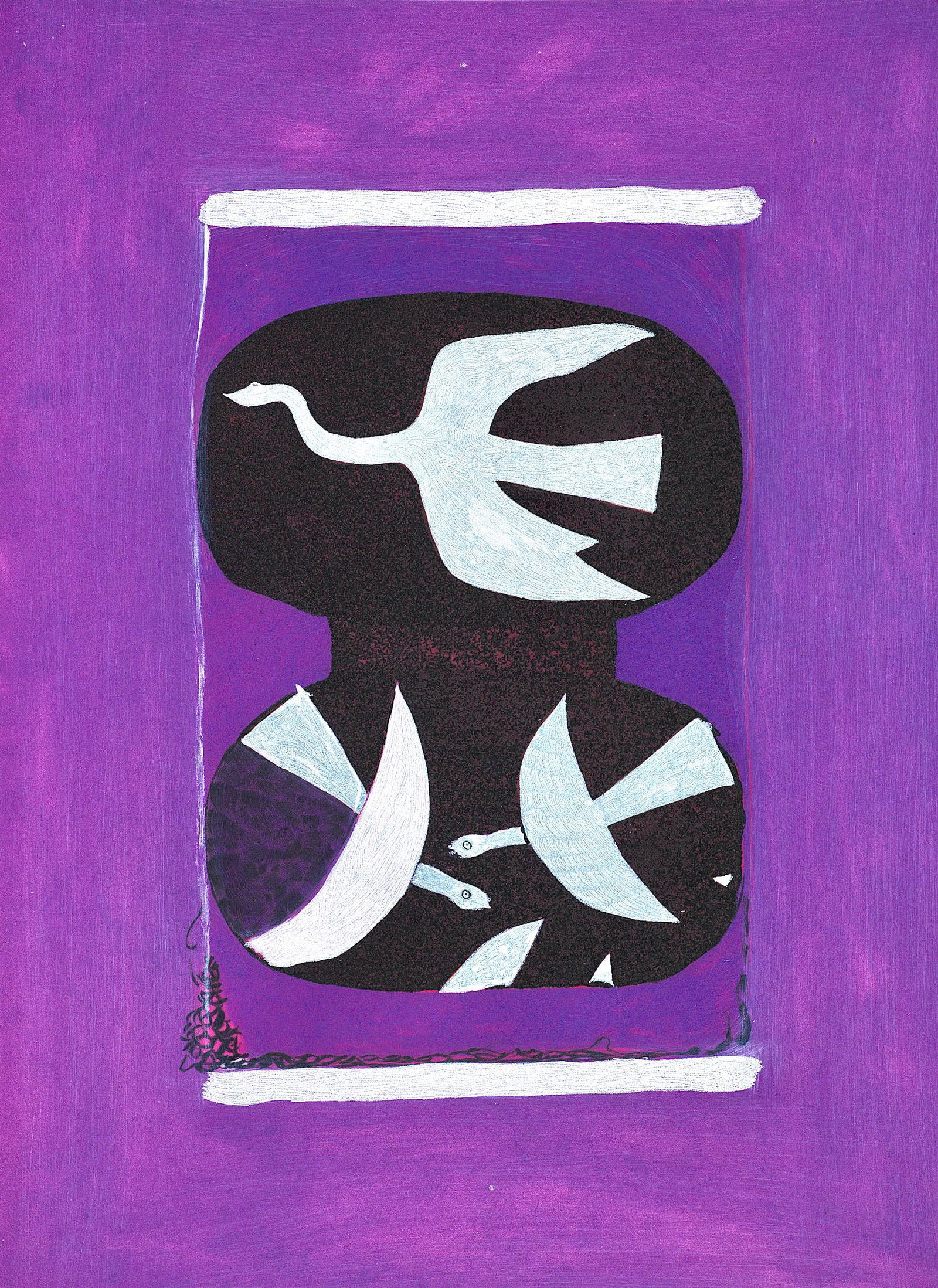 Georges Braque, Trois oiseaux sur fond violet, L'Hommage Georges Braque, Derrire le miroir, (1 of 5)