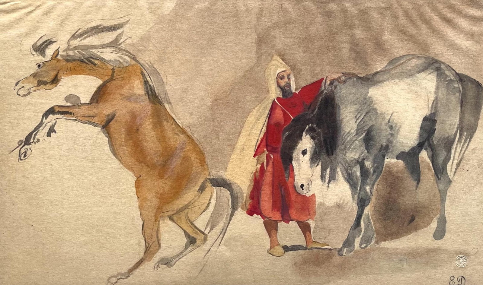 Delacroix Eugne Composition Trente et un Dessins aquarelles du maroc lithograph: Delacroix Eugne Composition Trente et un Dessins aquarelles du maroc lithograph Item Specifics: Mat-board size: 14.674 x 19.56 inches. Excellent condition. Unsigned and unnumbered, as issued. Notes: