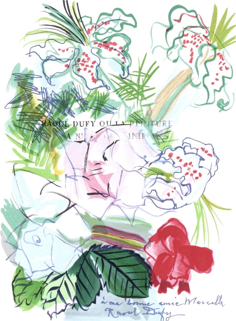 Raoul Dufy, Fleurs peintes, Lettre mon peintre Raoul Dufy, Lithograph (1 of 8)