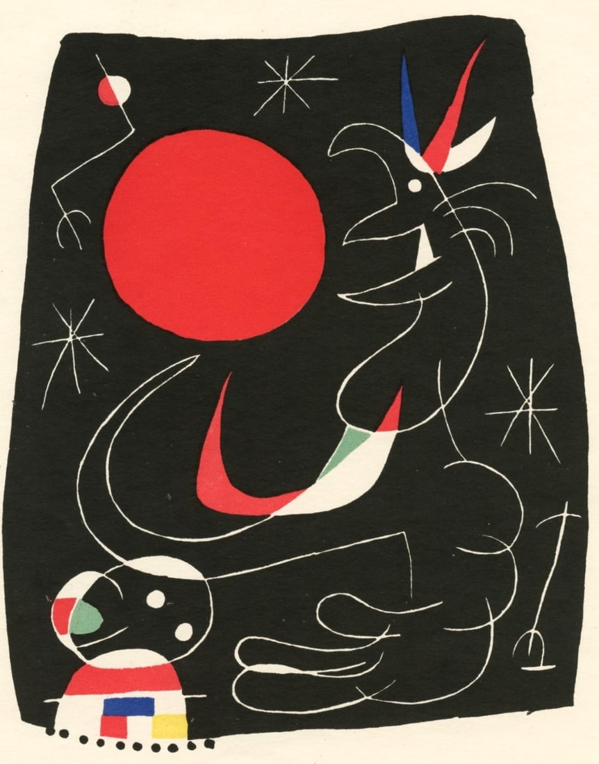 Joan Mir Cramer 39 Joan Mir Lithograph: Joan Mir Cramer 39 Joan Mir Lithograph Item Specifics: Paper Size: 9 x 7.785 inches. Excellent condition. Inscription: Unsigned and unnumbered, as issued. Notes: From volume, Joan Miro by Jacques Prve