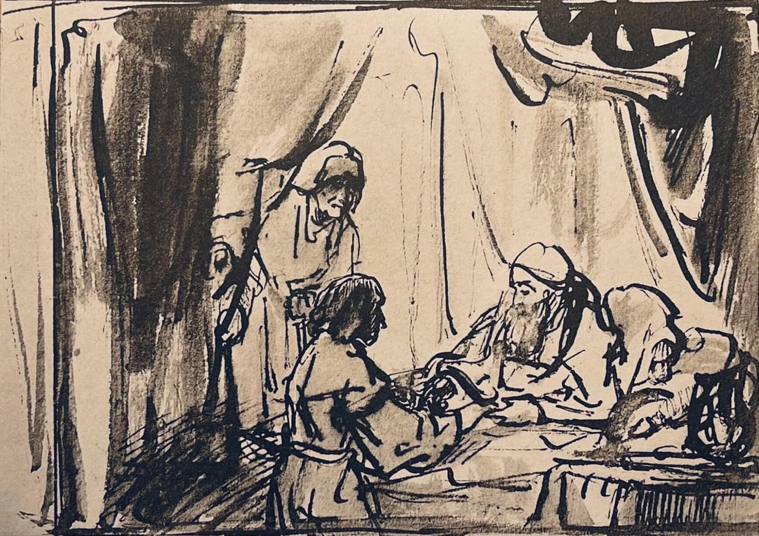Rembrandt van Rijn, Isaac Blessing Jacob, Rembrandt, Drawings from the Bible, Collotype (1 of 7)