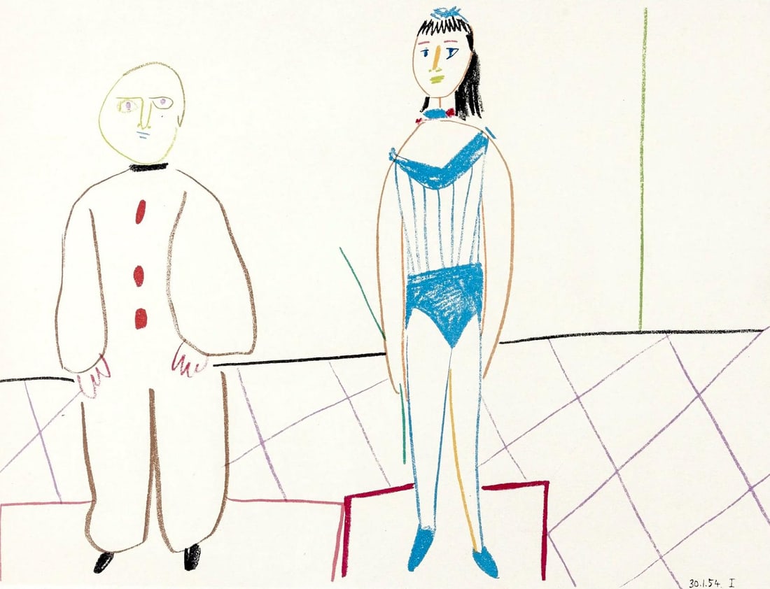 Pablo Picasso, Composition, La Comdie Humaine, Verve, Revue Artistique et Littraire, Lithograph (1 of 7)