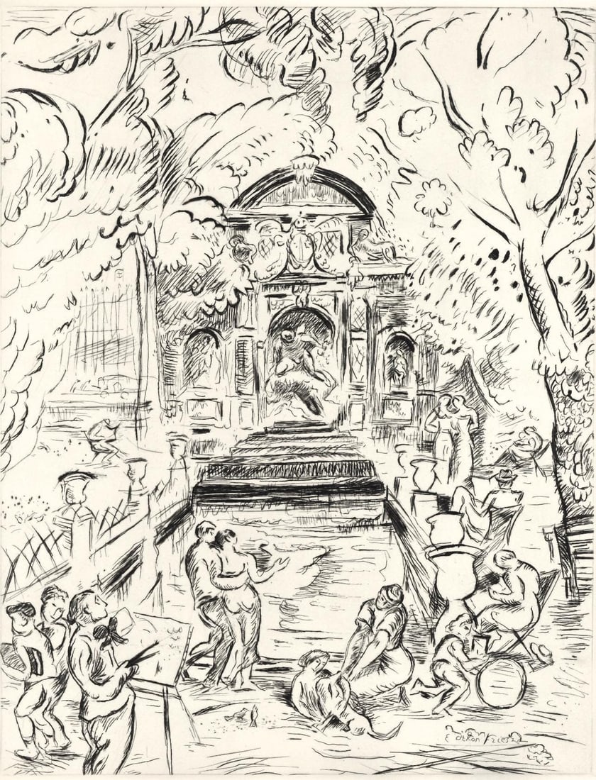 Achille-mile Othon Friesz, Mdici Fountain, Luxembourg Gardens, Paris, A La gloire Paris, Etching: Achille-mile Othon Friesz, Mdici Fountain, Luxembourg Gardens, Paris, A La gloire Paris, Etching Item Specifics: Paper Size: 13.5 x 10.5 inches. Excellent condition. Notes: From the folio, A La