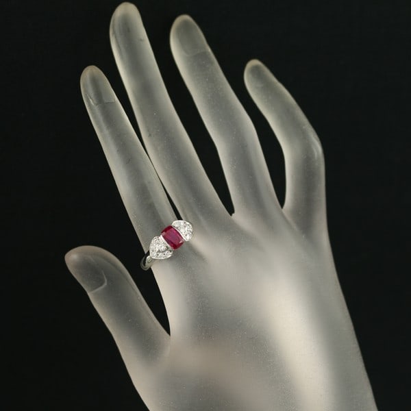 Crescent Vert Ring Lab-Created Ruby 1.15Ct Diamond 0.22Ct Pt 900 - 5