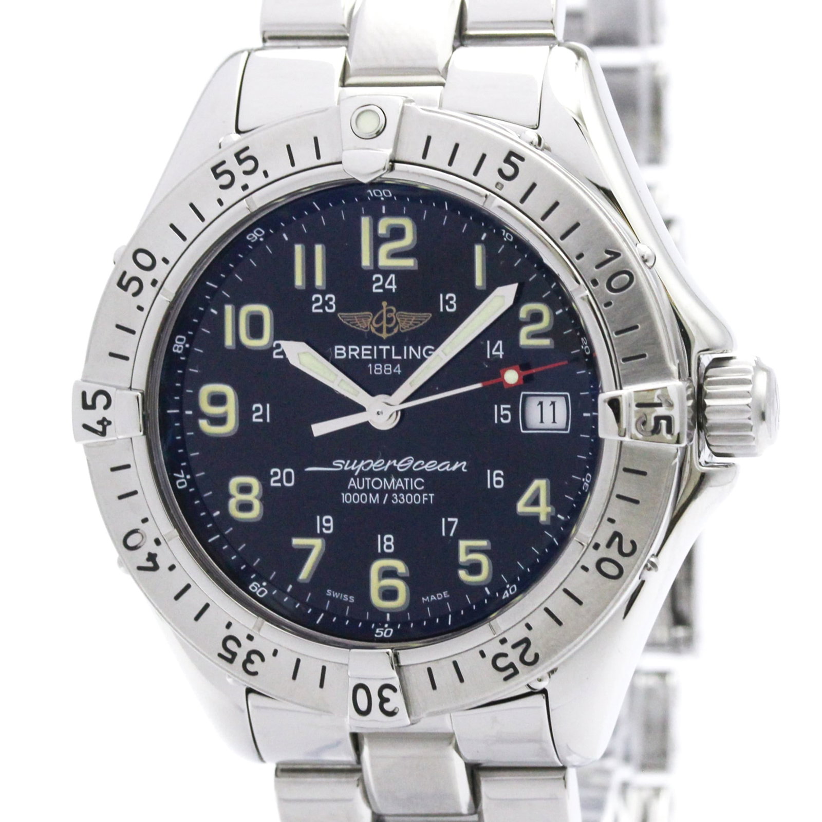 Breitling Wristwatch: Breitling Wristwatch The Breitling Superocean A17340 wristwatch boasts a sleek 41mm stainless steel case and band, making it a stylish accessory for everyday wear. Powered by a self-winding automatic