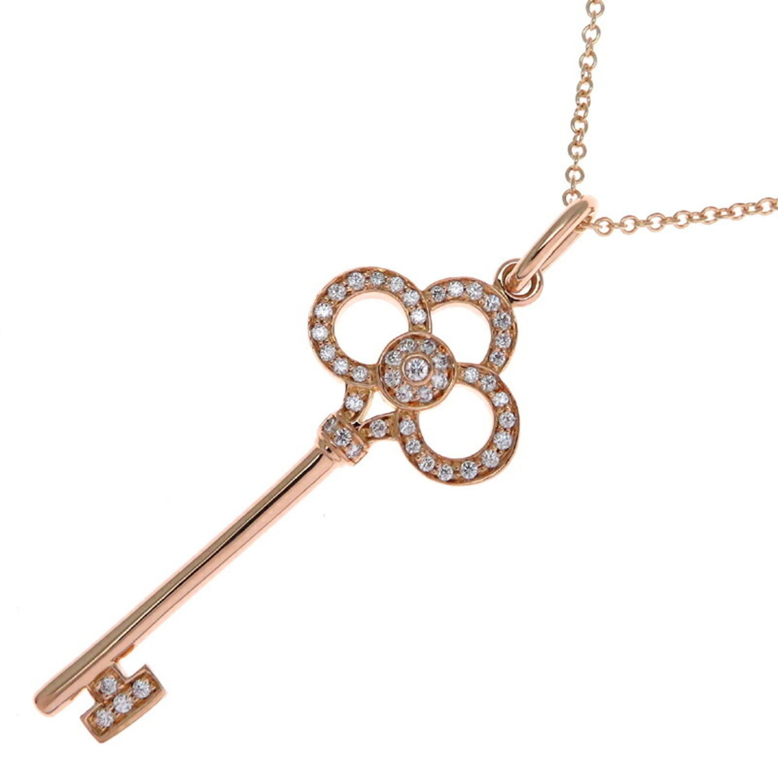 Diamond Key Crown Necklace Pink Women'S Tiffany Gold: Diamond Key Crown Necklace Pink Women'S Tiffany Gold The Crown Key Diamond Necklace in 750 Pink Gold boasts an impressive 4.4g of diamonds, set in elegant pink gold (18K) details. This stunning piece 