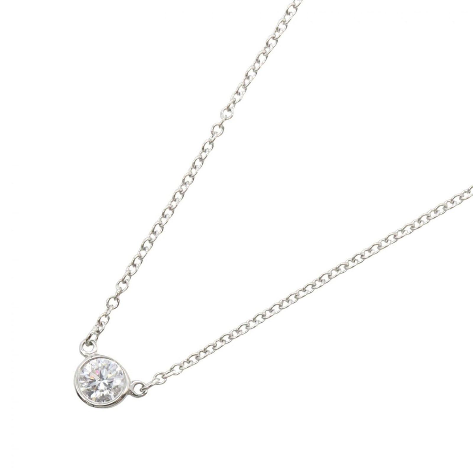 Diamond Women'S Clear Necklace By Platinum 950 Yard Tiffany: Diamond Women'S Clear Necklace By Platinum 950 Yard Tiffany Platinum 950 Tiffany necklace features a clear diamond pendant, measuring 44mm x 44mm. The necklace has a 40 cm / 15.74'' circumference and