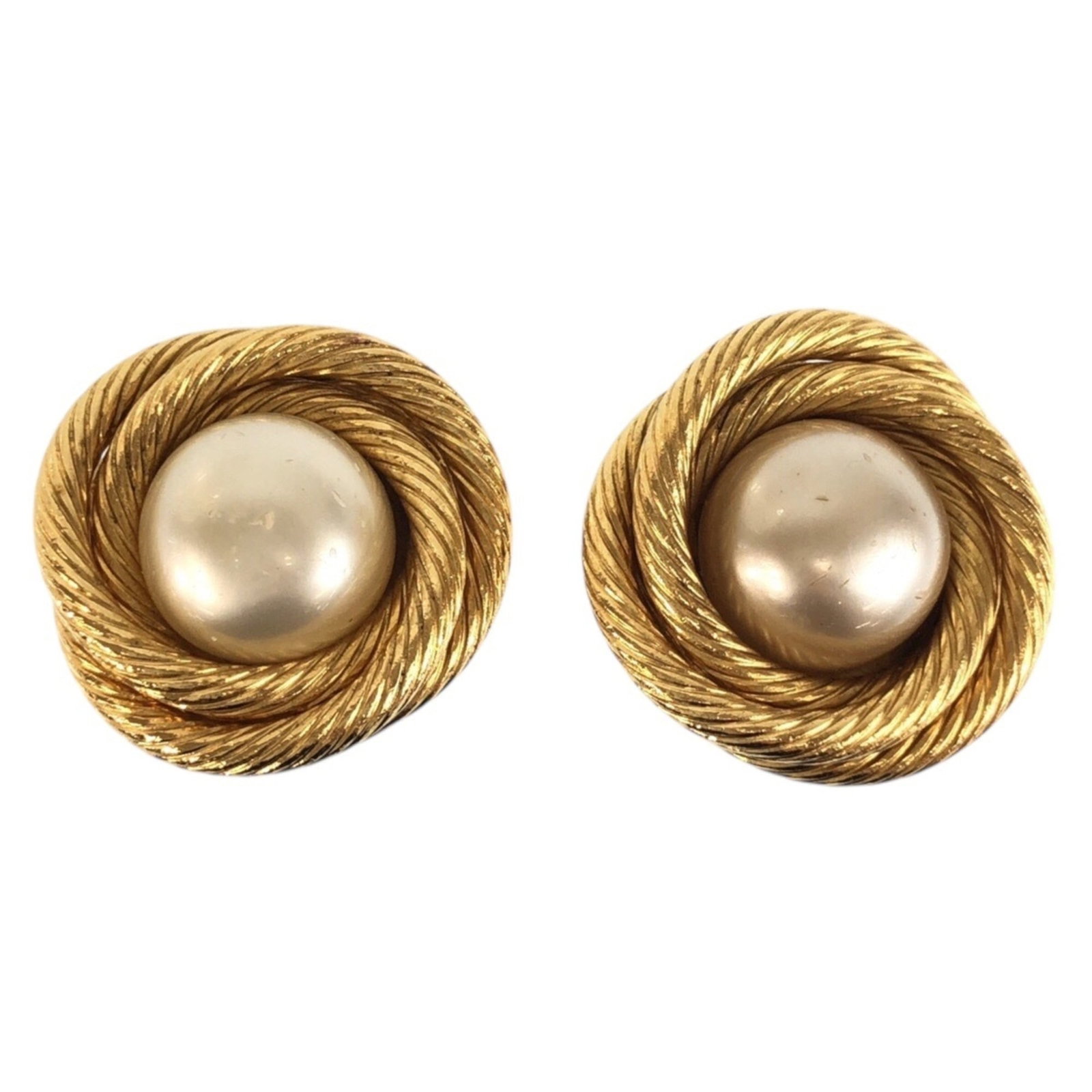 Artificial pearl gold plating clip earrings by Chanel: Artificial pearl gold plating clip earrings by Chanel Artificial pearl gold plating clip earrings by Chanel, featuring a luxurious gold finish and precise craftsmanship. Made from high-quality
