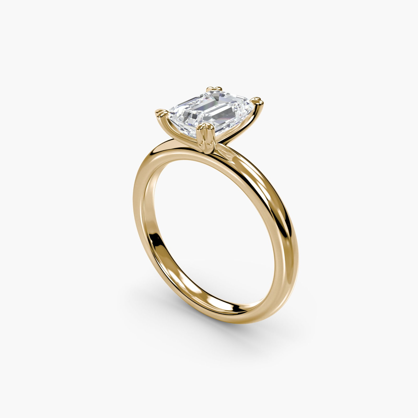 Solitaire Emerald 18Kt Yellow Gold Ring Setting - 5