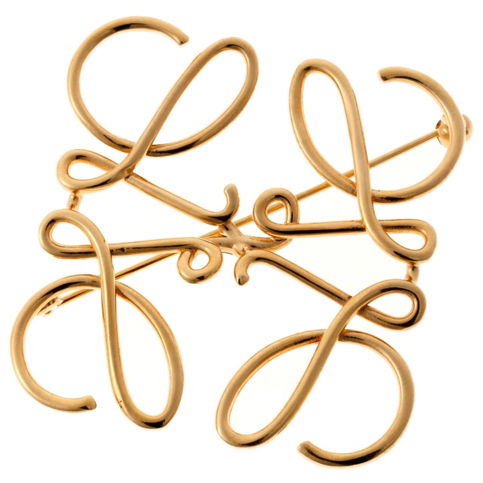 Loewe Brooch Brass Metal: Loewe Brooch Brass Metal Loewe Brooch Brass Metal, crafted from brass metal and bearing the iconic brand's signature style. This elegant brooch stands out with its gold color and precise dimensions, m