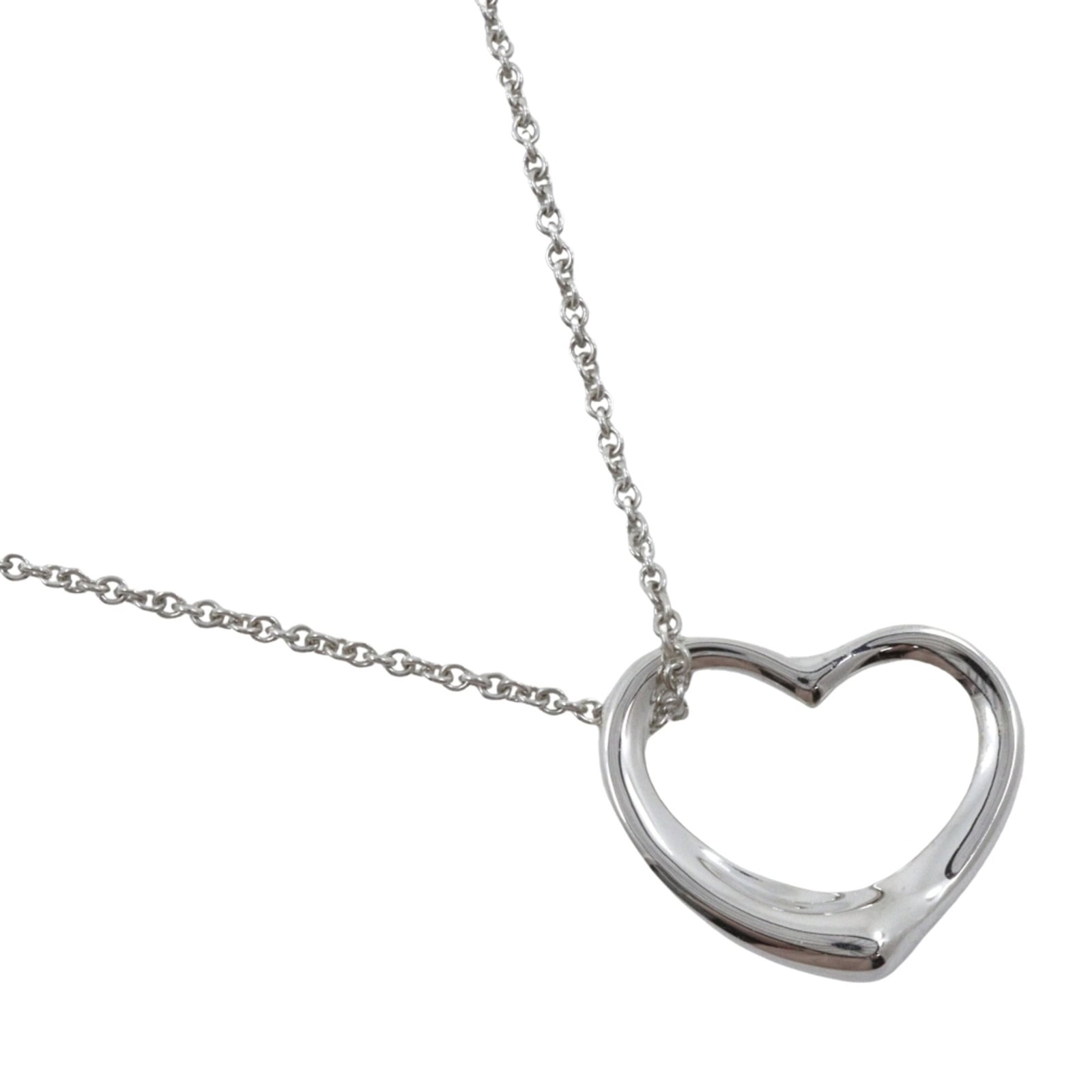 Elsa Peretti Design Sterling Silver 925 Necklace Open Tiffany Women'S Approx 5G: Elsa Peretti Design Sterling Silver 925 Necklace Open Tiffany Women'S Approx 5G Sterling silver necklace with an open heart pendant, designed by Elsa Peretti for Tiffany & Co. This delicate piece