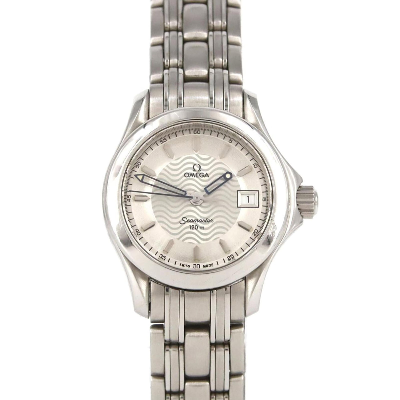 Wristwatch by Omega: Wristwatch by Omega Stainless steel case and band, the Omega MPN 2581.31 wristwatch boasts a sleek silver dial, making it a stylish accessory for everyday wear. With its quartz movement and compact
