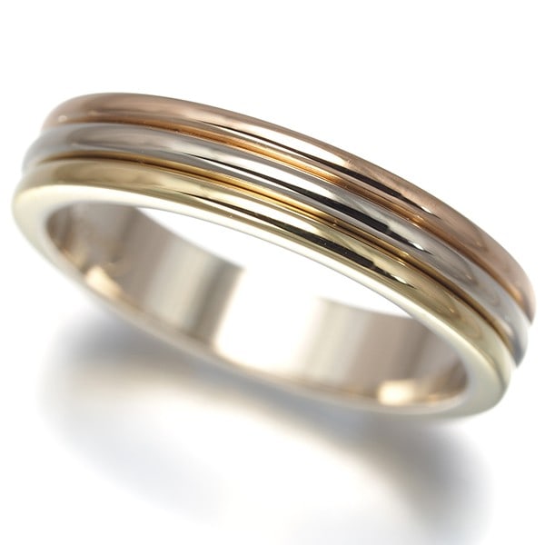 Vendome Louis Cartier Ring Eu50 3Color 18K YG: Vendome Louis Cartier Ring Eu50 3Color 18K YG 18k multi-tone gold ring features the Vendome Louis Cartier design, with a unique three-color combination of yellow, white, and rose gold. The ring