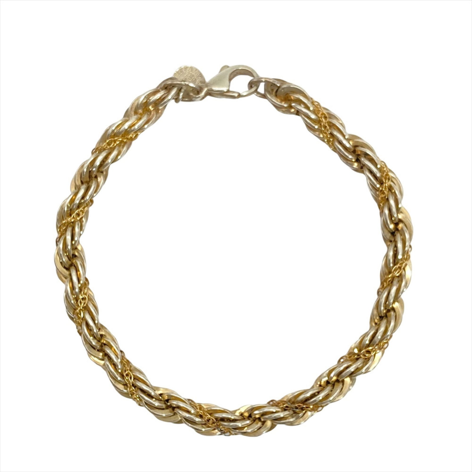 Charm Bracelet 925 Silver 18K Yellow Gold: Charm Bracelet 925 Silver 18K Yellow Gold Silver and yellow gold come together in a harmonious blend, forming a 925 silver charm bracelet adorned with 18K yellow gold accents. Measuring 17.5cm in