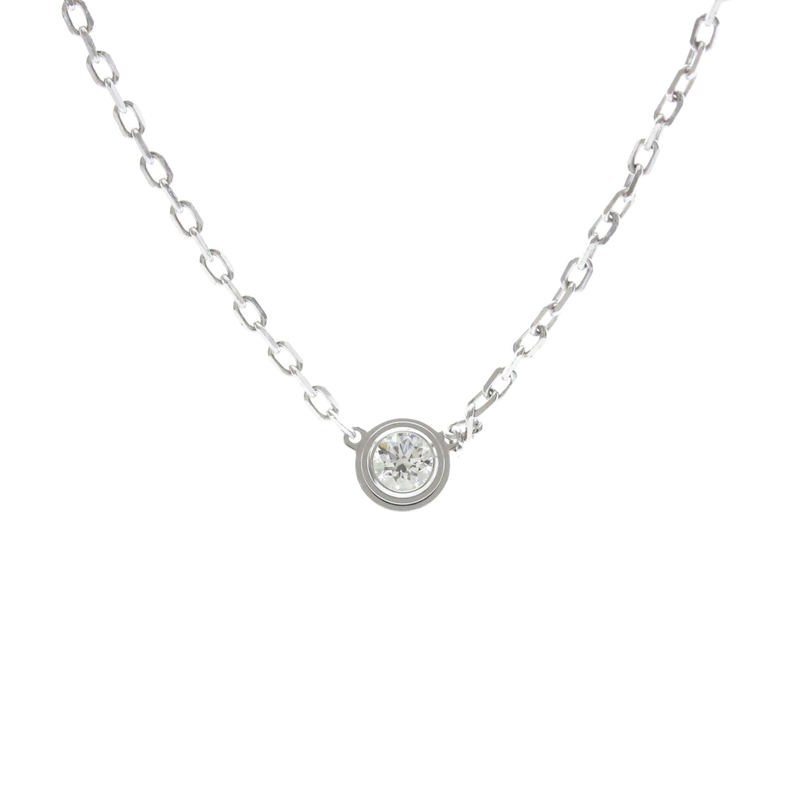 Cartier Damour Necklace Sm Small Model White Gold (18K) Diamond Menwomen Fashion Necklace (Silver): Cartier Damour Necklace Sm Small Model White Gold (18K) Diamond Menwomen Fashion Necklace (Silver) Cartier's Damour Necklace in white gold (18K) features a small, elegant design with a silver-toned