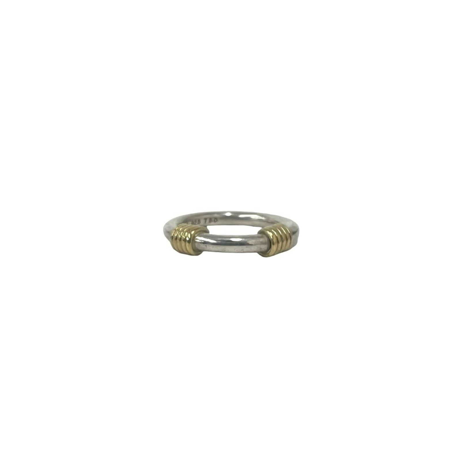 Tiffany Band Ring Silver 925 Yellow Gold (18K): Tiffany Band Ring Silver 925 Yellow Gold (18K) Silver 925 Yellow Gold (18K) Band Ring from Tiffany. This elegant band ring features a durable silver 925 construction with a touch of 18K yellow gold,