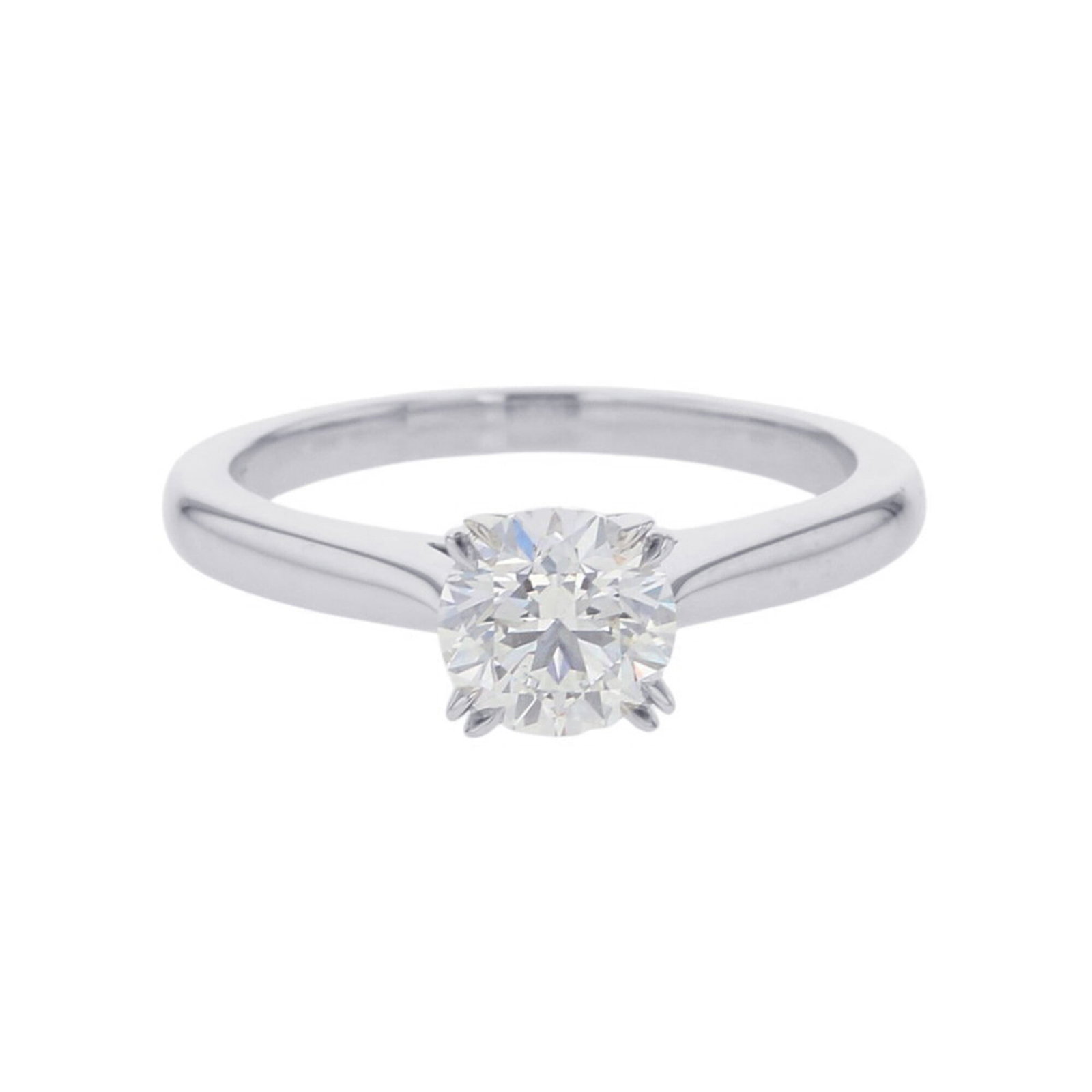 Harry Winston Platinum Ring Band 950: Harry Winston Platinum Ring Band 950 The Harry Winston Platinum Ring Band 950 boasts an impressive 0.77 carat round diamond, expertly cut to maximize its brilliance and fire. Set in a sleek platinum