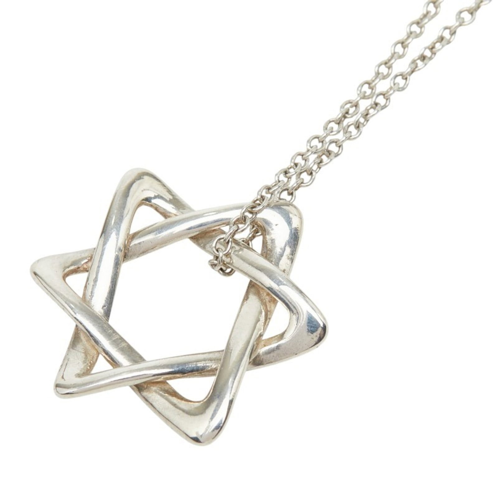 Sv925 silver necklace women's star of david by Tiffany & Co.: Sv925 silver necklace women's star of david by Tiffany & Co. Silver necklace with the Star of David pendant from Tiffany & Co., featuring a 46.5 cm / 18.3'' adjustable neck circumference and a 17.9mm