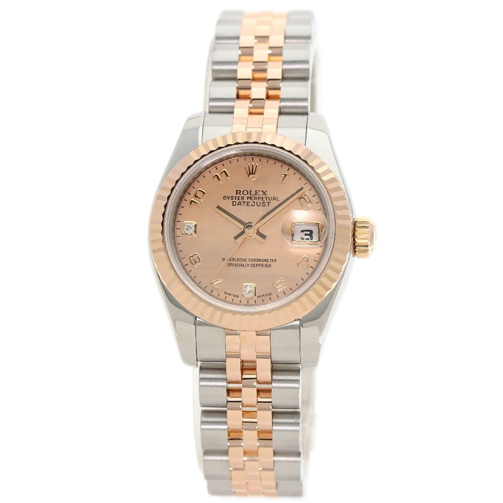 Rolex Wristwatch: Rolex Wristwatch Pink gold (18K) and stainless steel combine in this elegant Rolex wristwatch, featuring a self-winding automatic movement. The 15cm / 5.9'' size ensures a comfortable fit for most