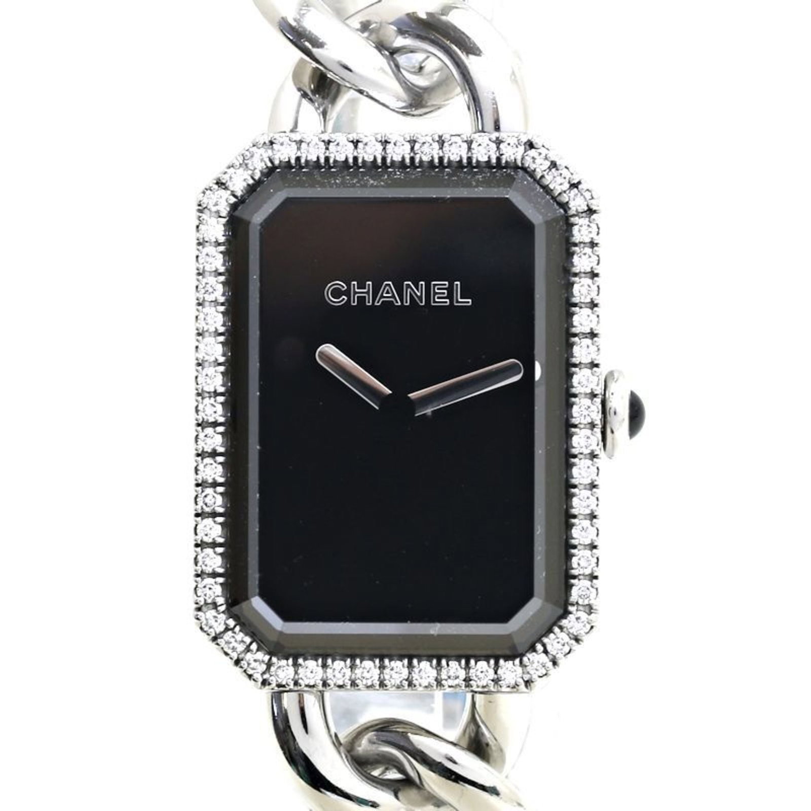 Chanel Wristwatch: Chanel Wristwatch Stainless steel case and band provide a sleek, modern look for this black analog Chanel wristwatch. The quartz movement ensures accurate timekeeping, while the inner and outer boxes