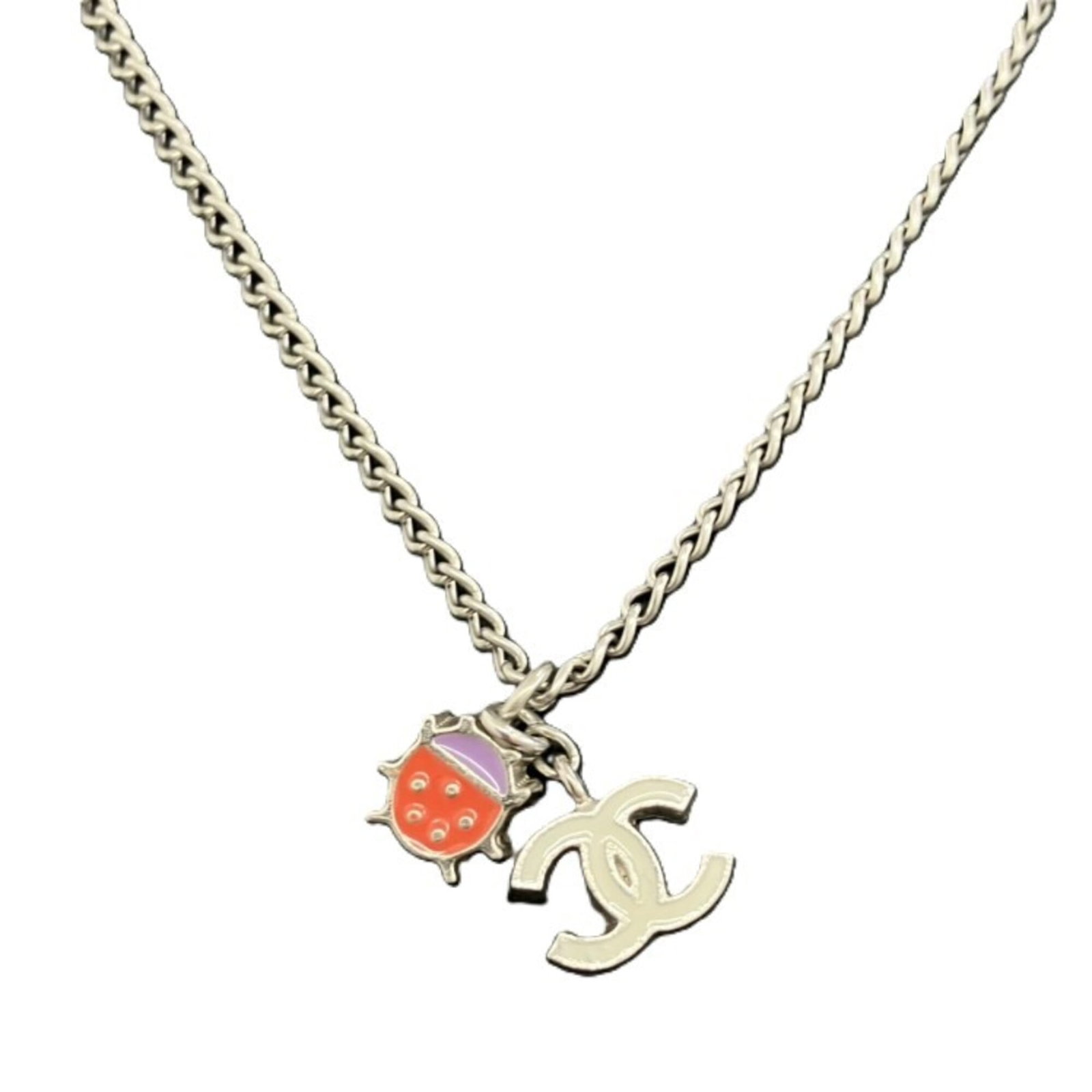 Chanel Ladybug Necklace 04P: Chanel Ladybug Necklace 04P Pink gold Ladybug Necklace with a signature. This Chanel necklace features a distinctive ladybug design, showcasing the brand's iconic style. Measuring 42 cm in